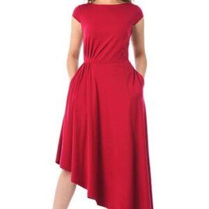 Asymmetric hem cotton knit dress